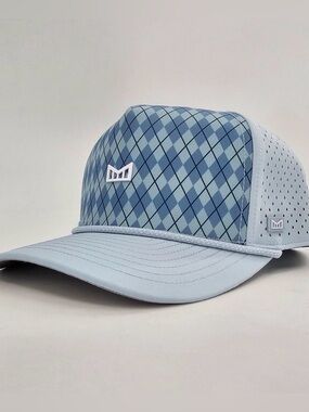 Melin Hydro Coronado Links Collection Snapback Golf Hat Blue Argyle NWT